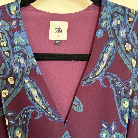 CAbi Treasure Blue and Purple Paisley Midi Dress - Picture 6 of 8